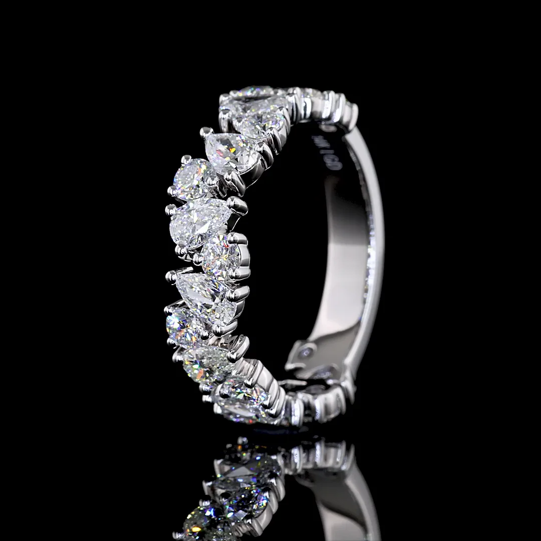 1.61 Cts 14k White Gold Mix Shape 3/4 Band Eternity Band - Image 4