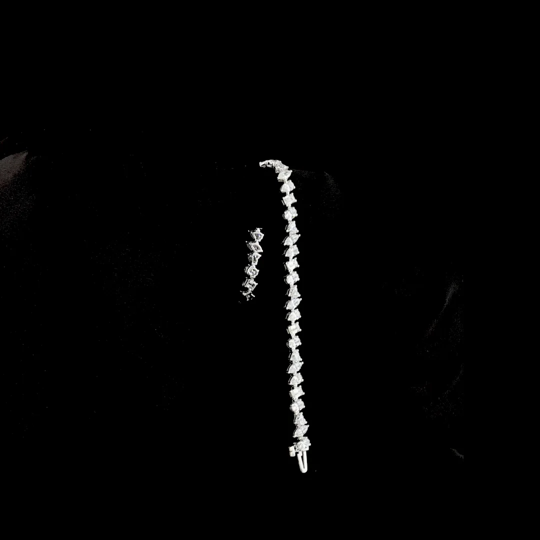 5.91 Cts 14k White Gold Mix Shape Station Bracelet - Image 3