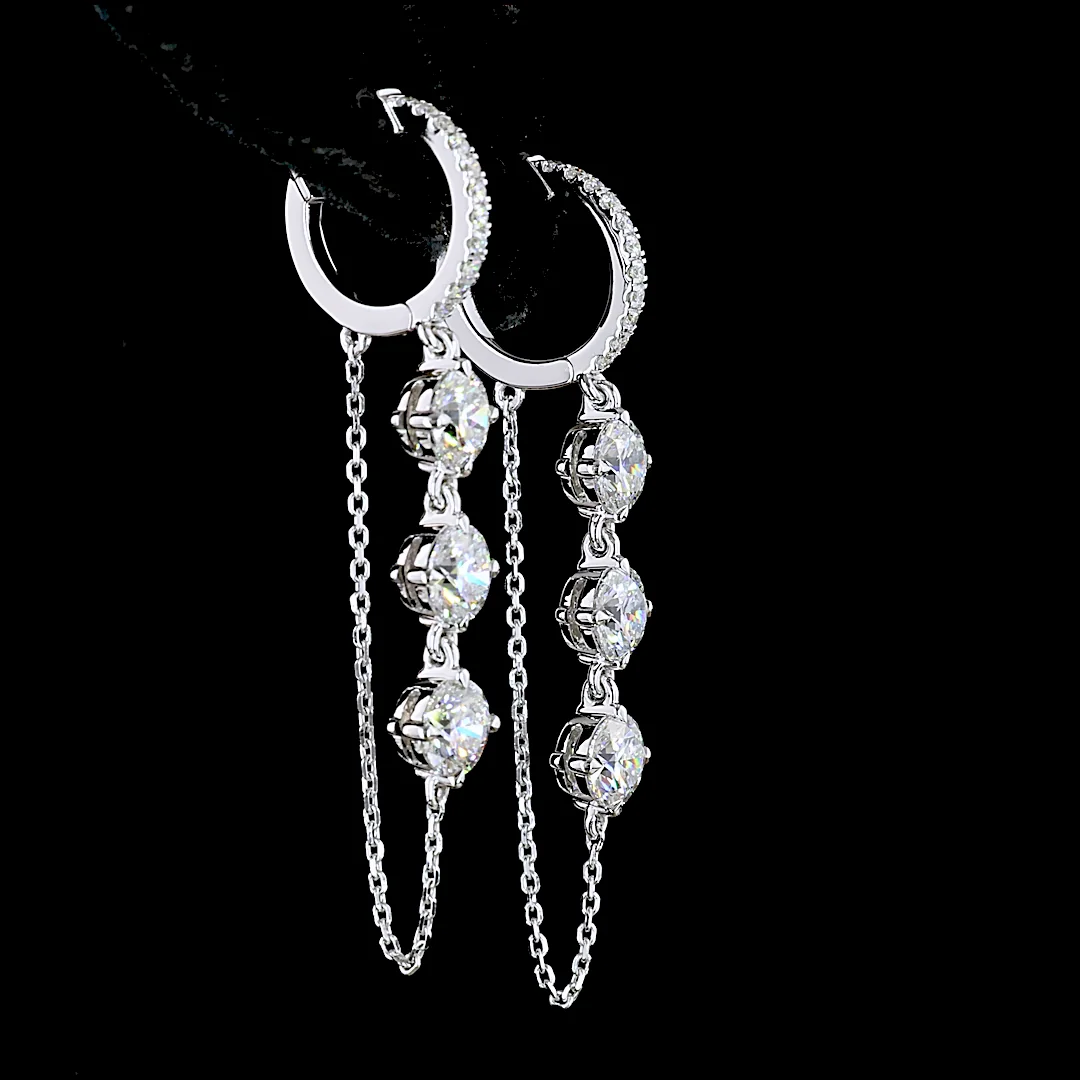 3.13 Cts 14k White Gold Round Shape Hanging Earring - Image 4