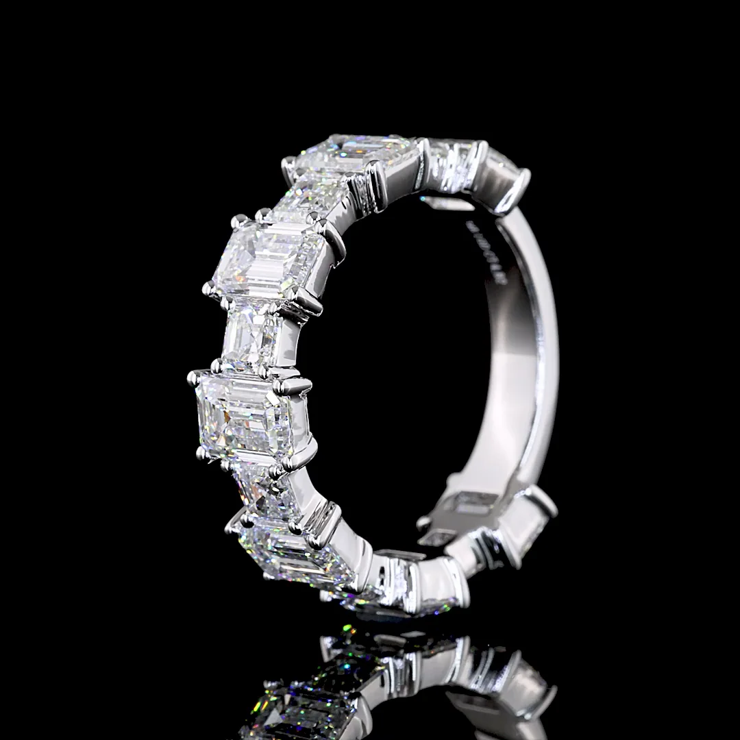 4.82 Cts 14k White Gold Mix Shape 3/4 Band Eternity Band - Image 4