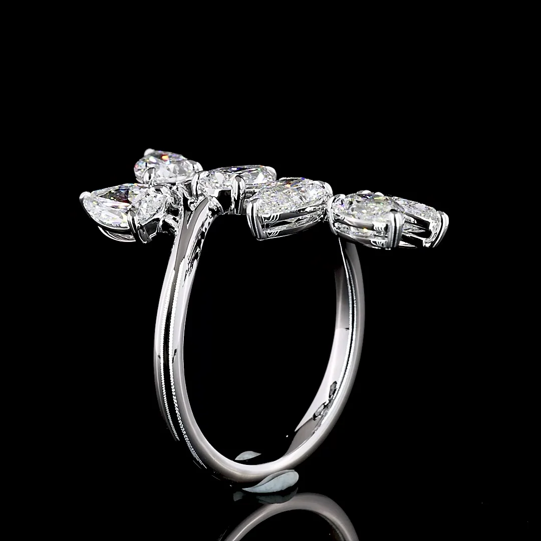 3.09 Cts 14k White Gold Pear Shape Special Ring - Image 4