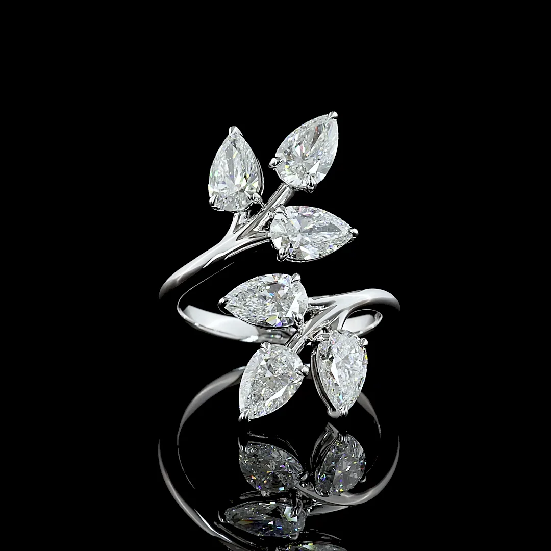 3.09 Cts 14k White Gold Pear Shape Special Ring - Video