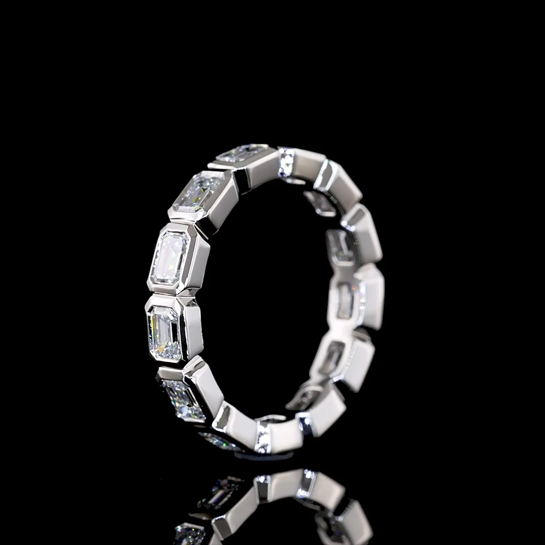 1.51 Cts Platinum Emerald Shape Eternity Band Eternity Band - Image 4