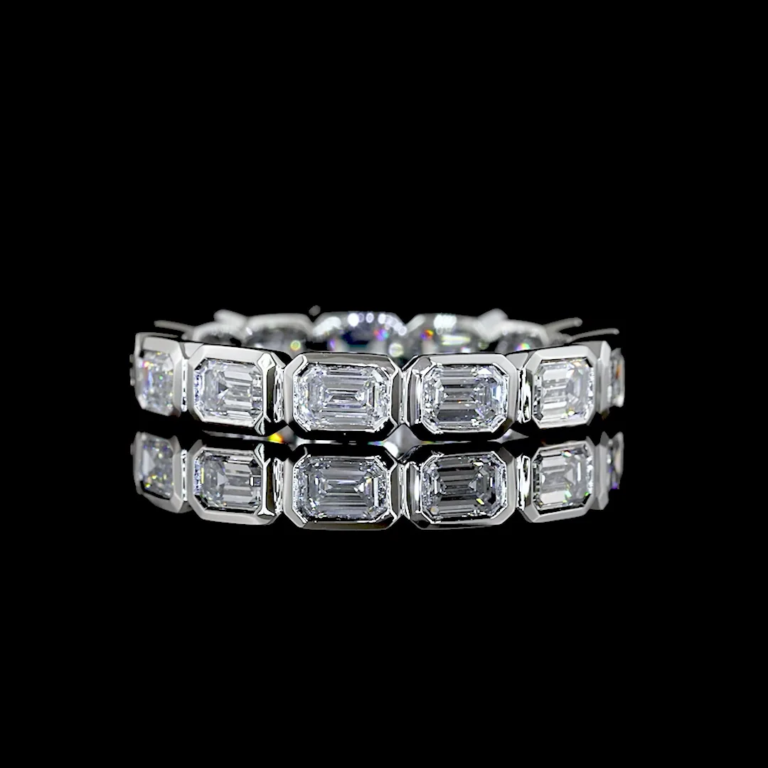 1.51 Cts Platinum Emerald Shape Eternity Band Eternity Band - Video