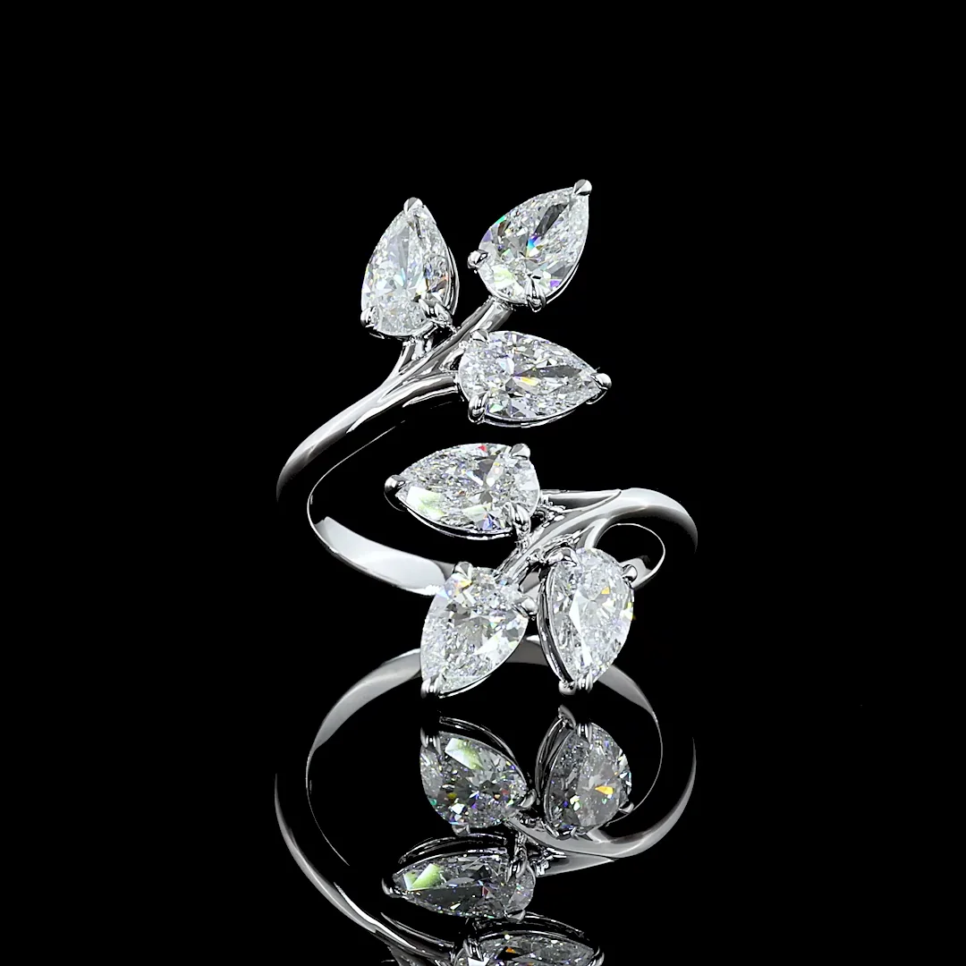 3 Cts 14k White Gold Pear Shape Special Ring - Video