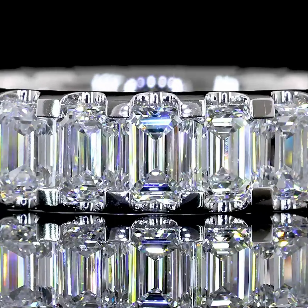 2.83 Cts 14k White Gold Emerald Shape Eternity Band Eternity Band - Image 3