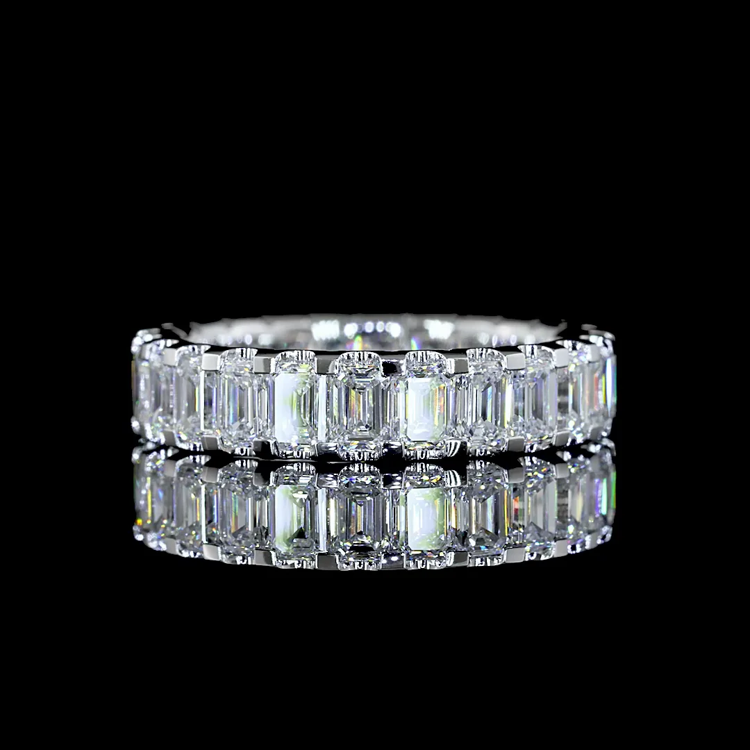 2.83 Cts 14k White Gold Emerald Shape Eternity Band Eternity Band - Video