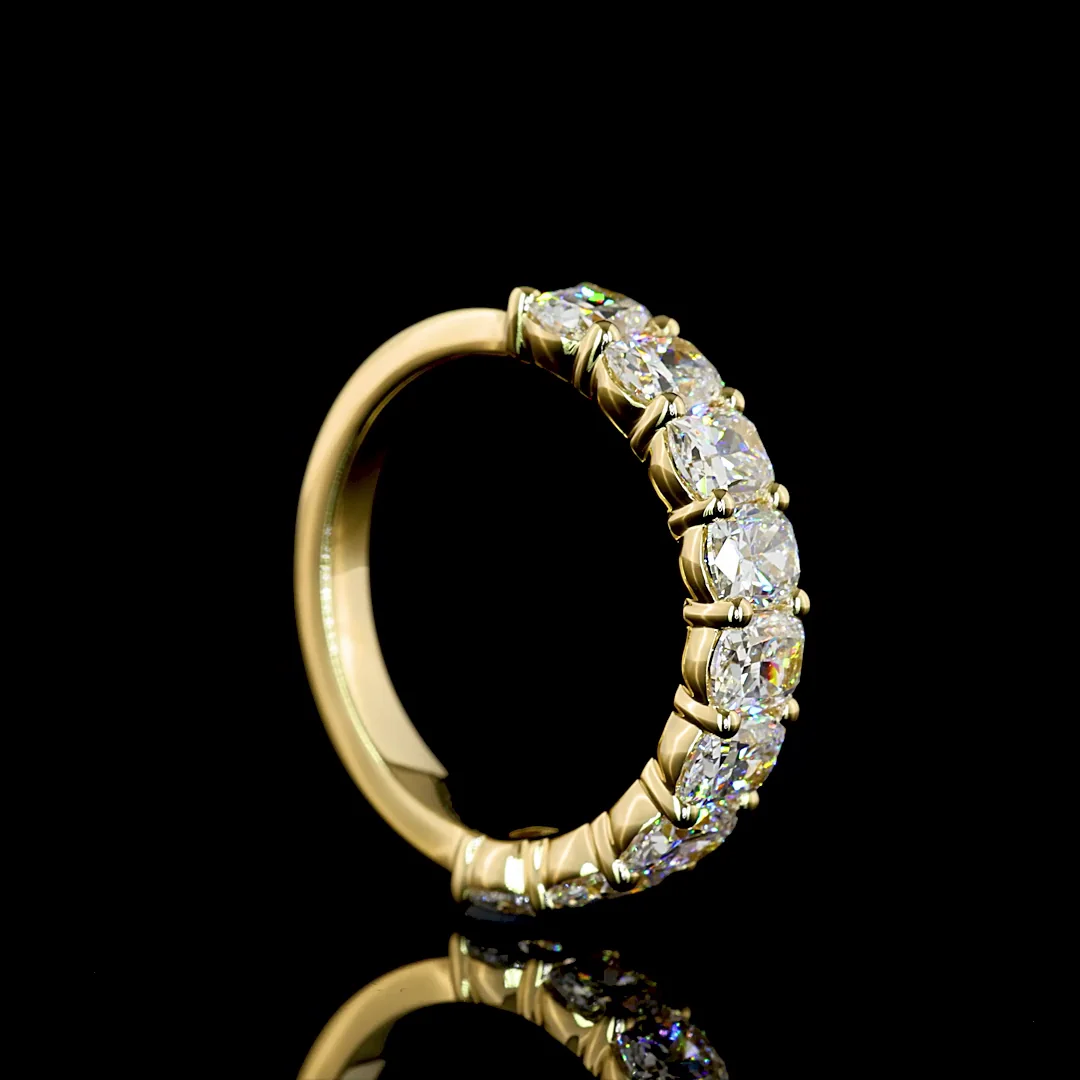 1.89 Cts 14k Yellow Gold Cushion Brilliant Shape Half Eternity Eternity Band - Image 2