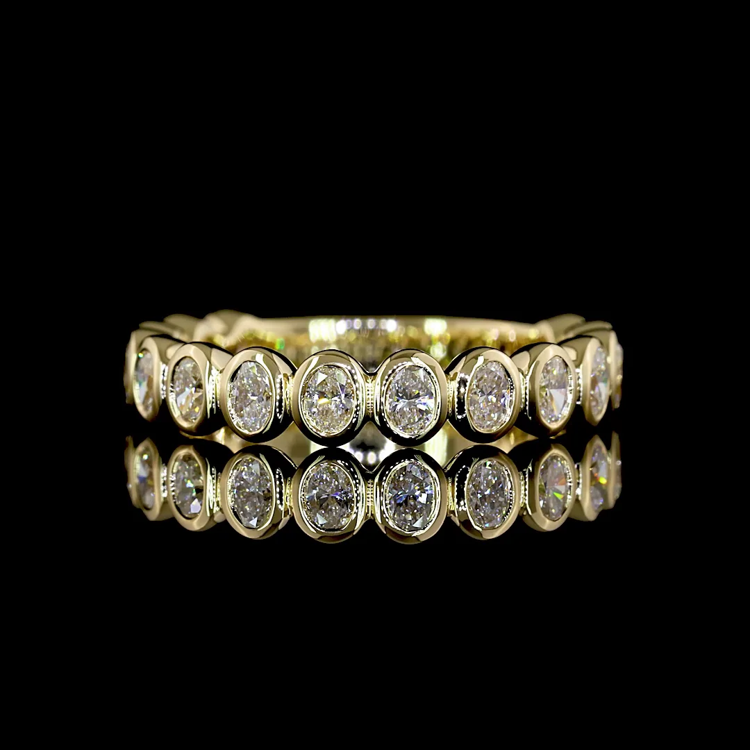 0.67 Cts 14k Yellow Gold Oval Shape 3/4 Band Eternity Band - Video