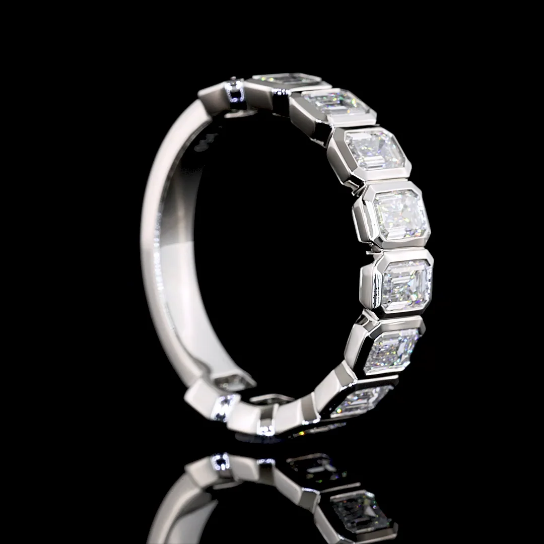 2.64 Cts Platinum Emerald Shape 3/4 Band Eternity Band - Image 2