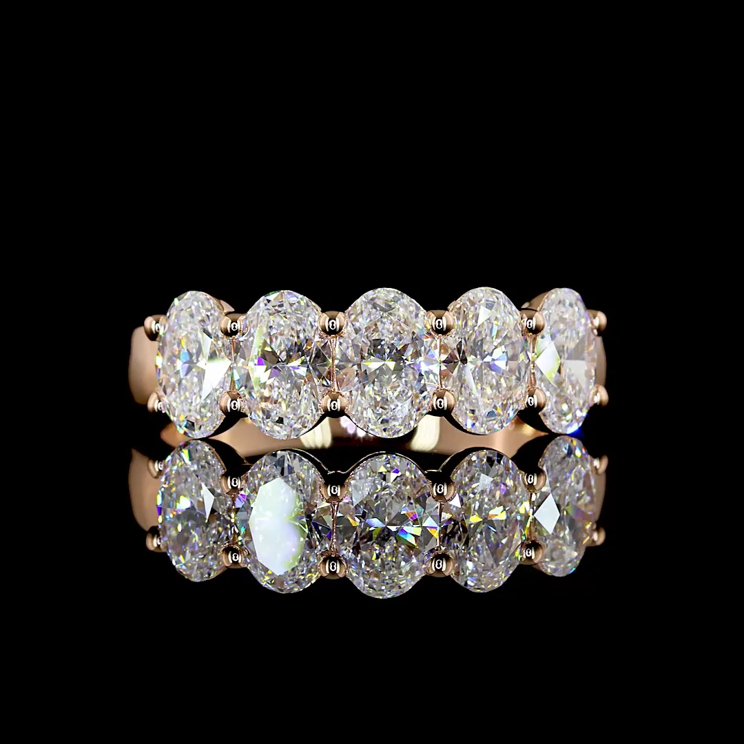 2.1 Cts 14k Rose Gold Oval Shape 5 Stones Eternity Band - Video