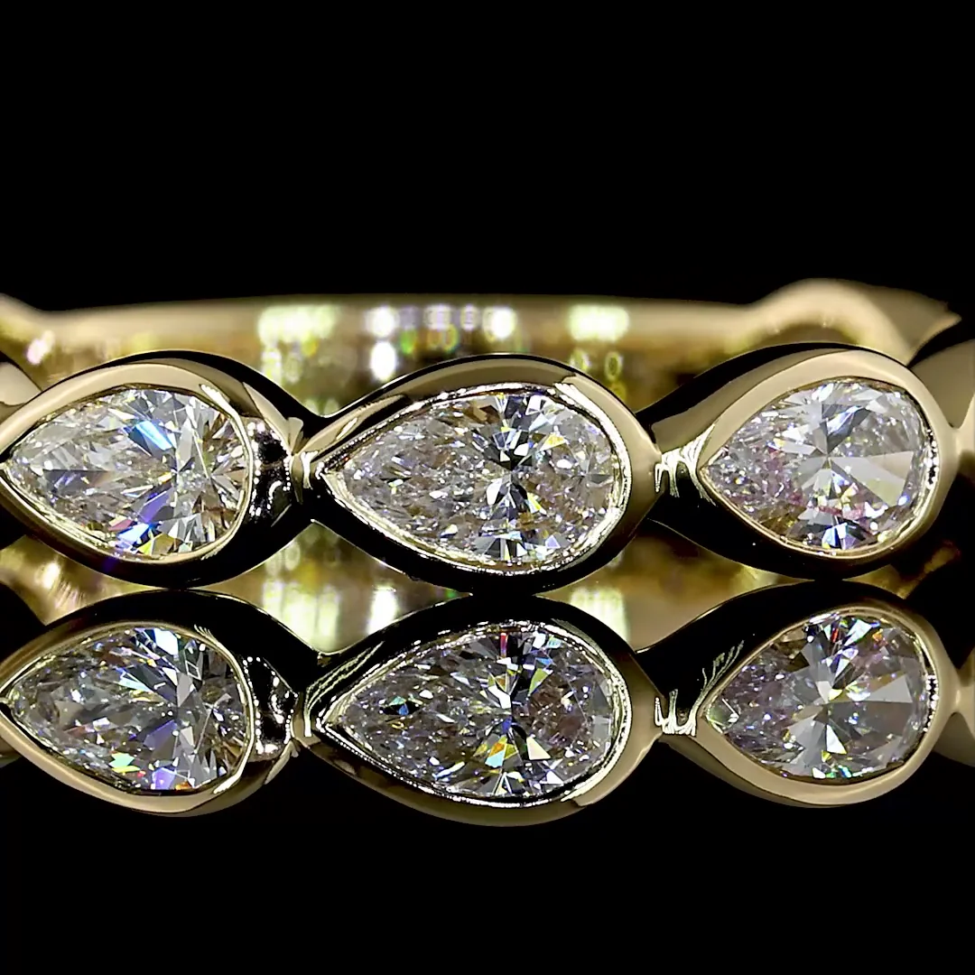 0.72 Cts 14k Yellow Gold Pear Shape 3/4 Band Eternity Band - Image 3