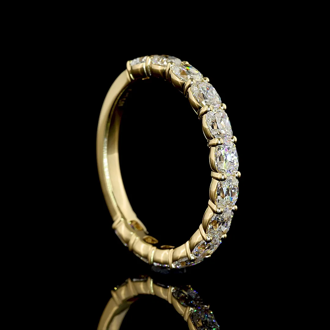 1.51 Cts 14k Yellow Gold Antique Cushion Shape 3/4 Band Eternity Band - Image 2