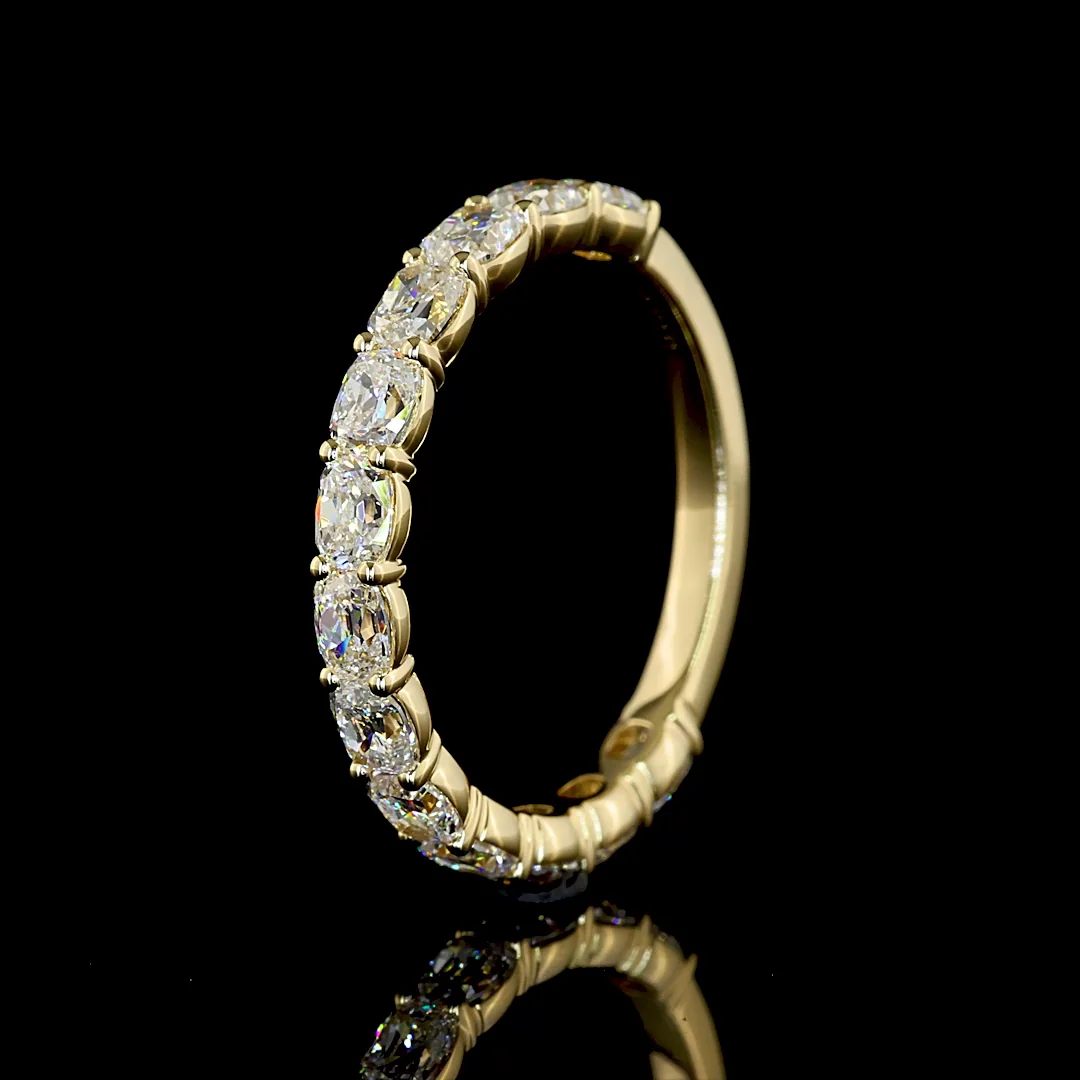 1.51 Cts 14k Yellow Gold Antique Cushion Shape 3/4 Band Eternity Band - Image 4