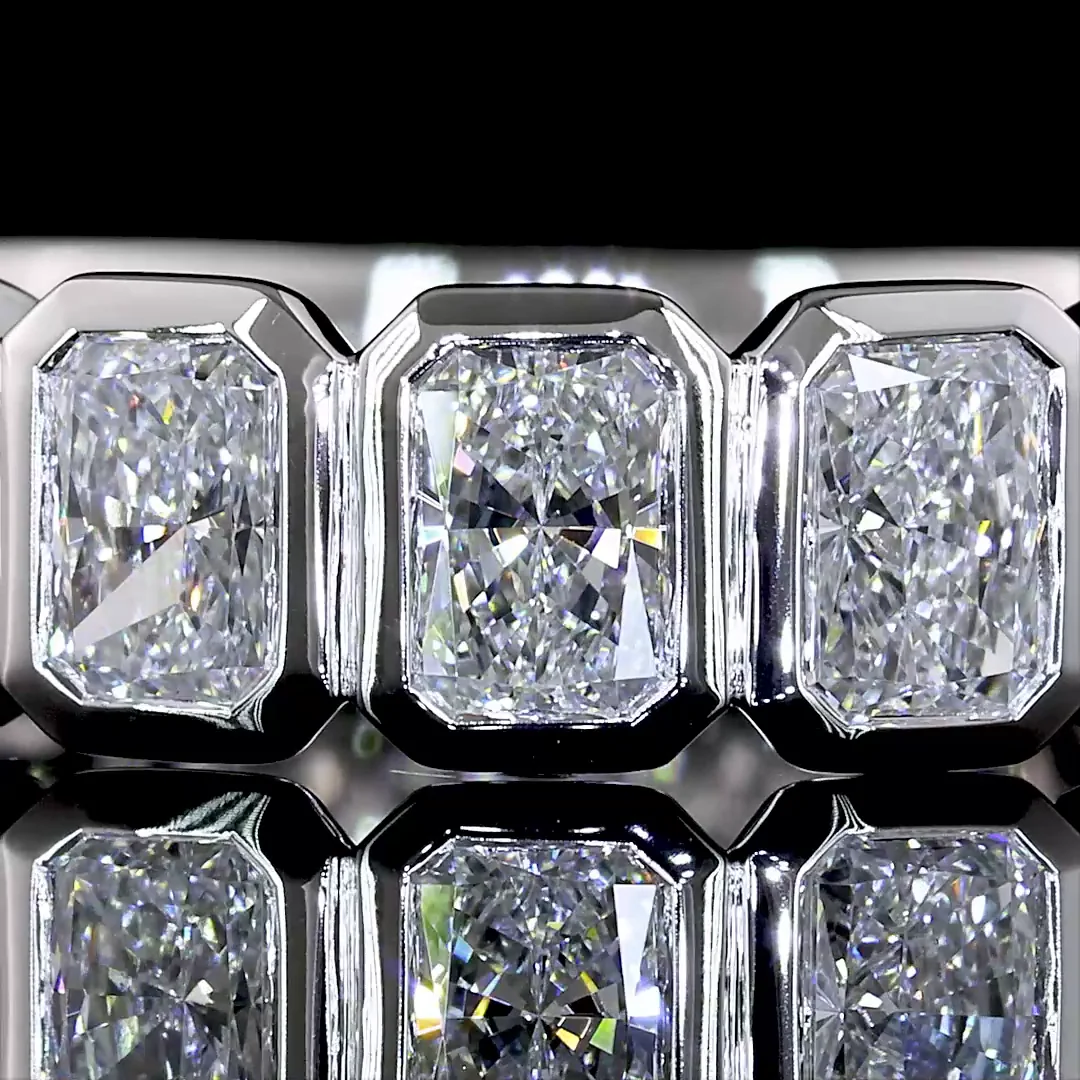 2.23 Cts 14k White Gold Radiant Shape 3/4 Band Eternity Band - Image 3