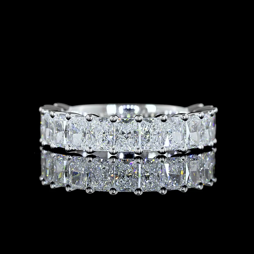 2.48 Cts 14k White Gold Radiant Shape 3/4 Band Eternity Band - Video