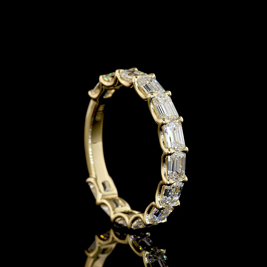 2.59 Cts 14k Yellow Gold Emerald Shape 3/4 Band Eternity Band - Image 2