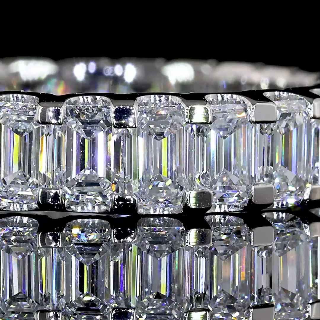 2.68 Cts Platinum Emerald Shape Eternity Band Eternity Band - Image 3