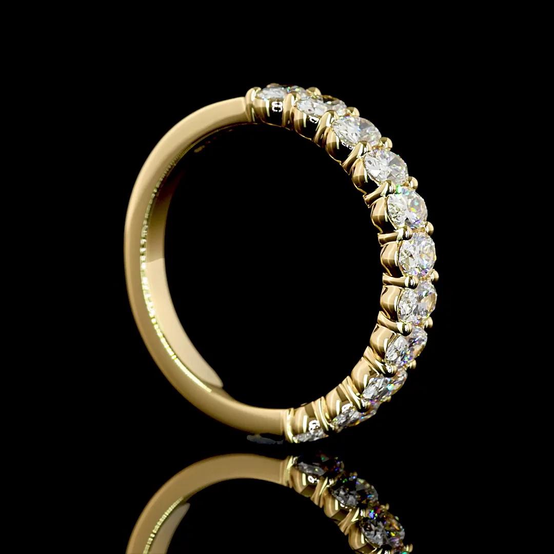 1.1 Cts 18k Yellow Gold Oval Shape Half Eternity Eternity Band - Image 2