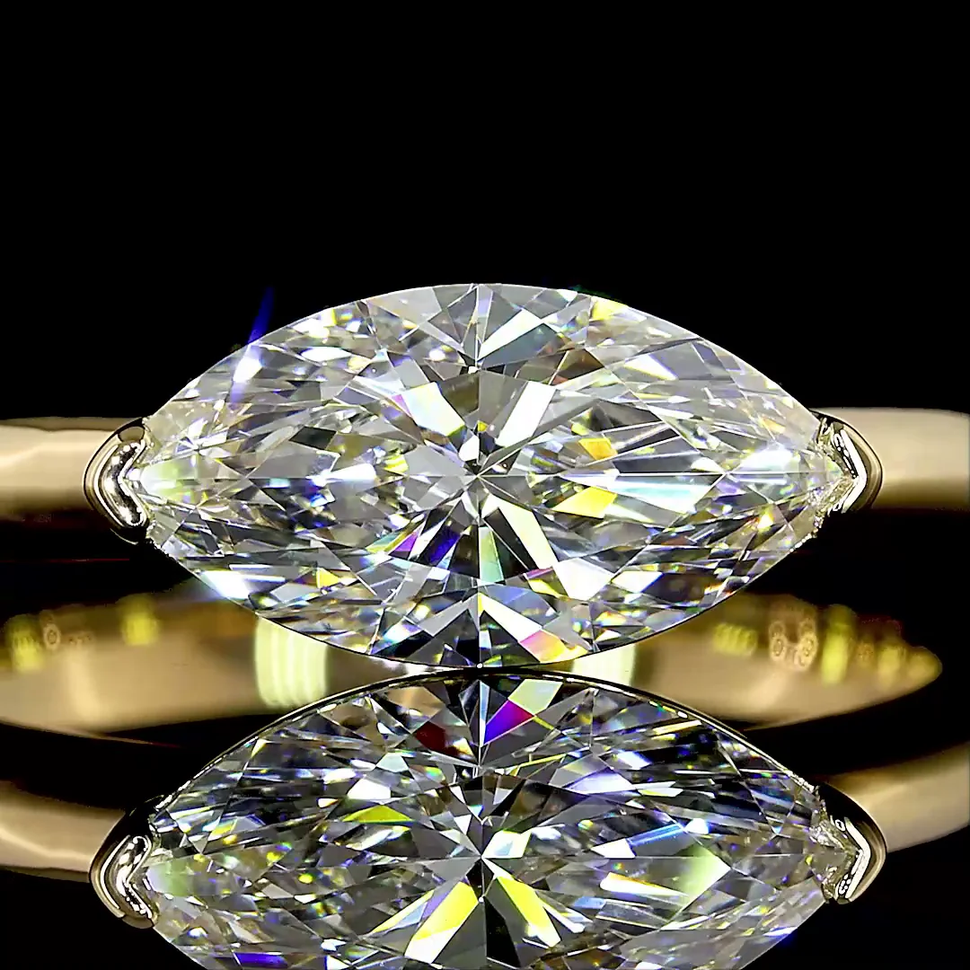 0.89 Cts 14k Yellow Gold Marquise Shape Solitaire Ring - Image 3