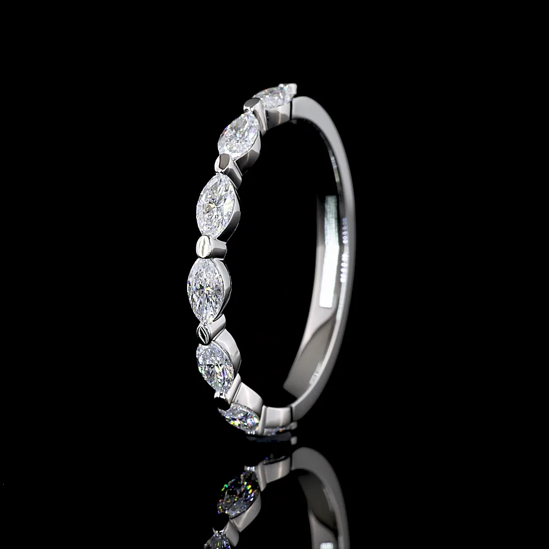 0.59 Cts Platinum Marquise Shape Half Eternity Eternity Band - Image 4