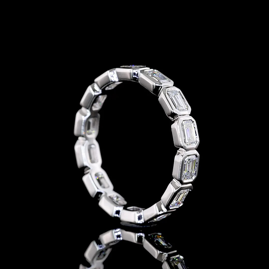 1.37 Cts 14k White Gold Emerald Shape Eternity Band Eternity Band - Image 2