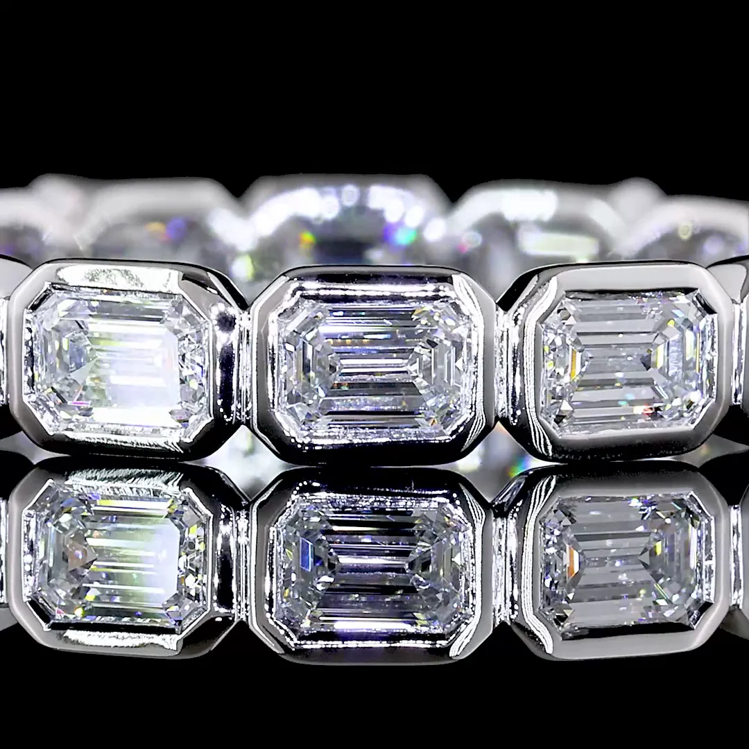 1.37 Cts 14k White Gold Emerald Shape Eternity Band Eternity Band - Image 3