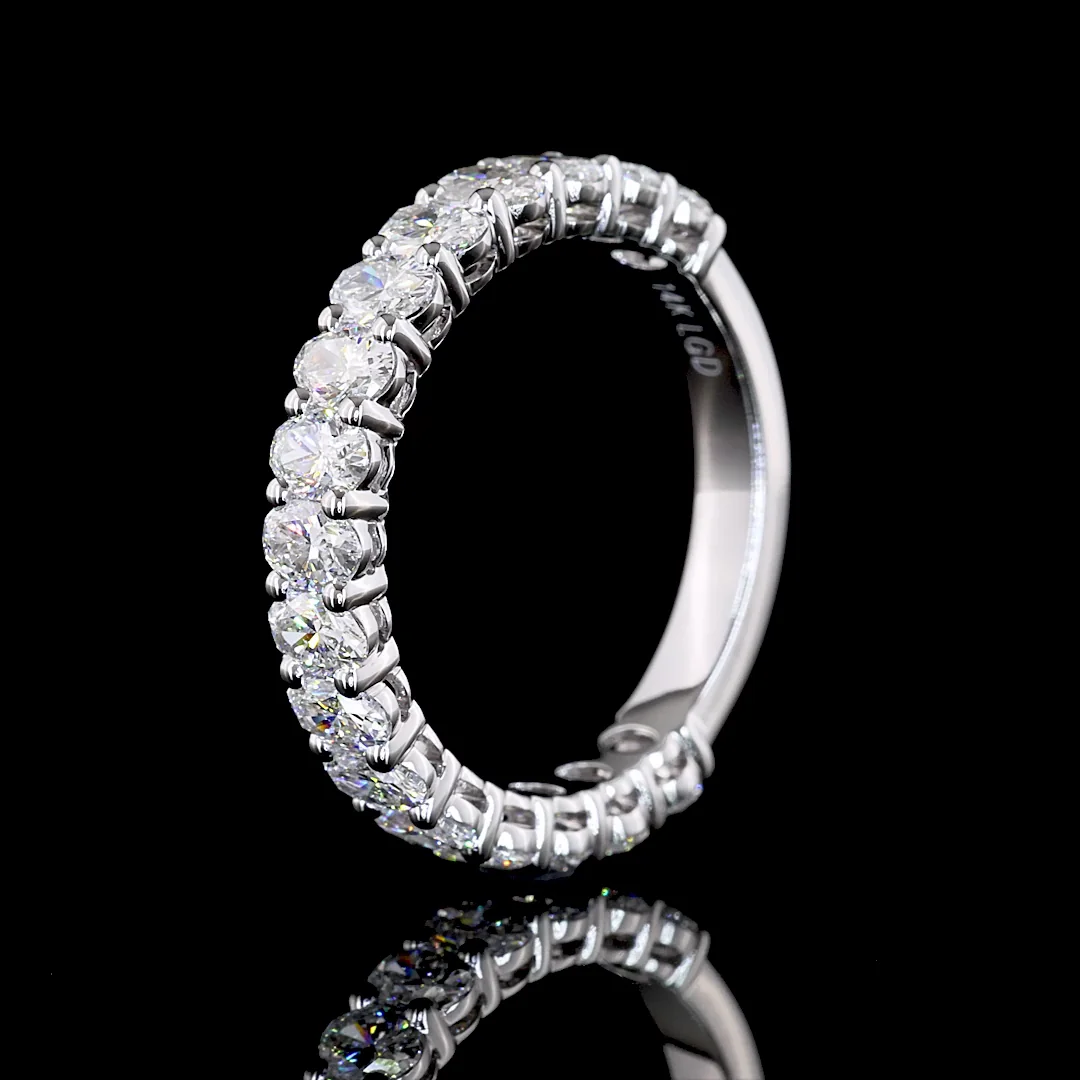 1.83 Cts 14k White Gold Oval Shape 3/4 Band Eternity Band - Image 4