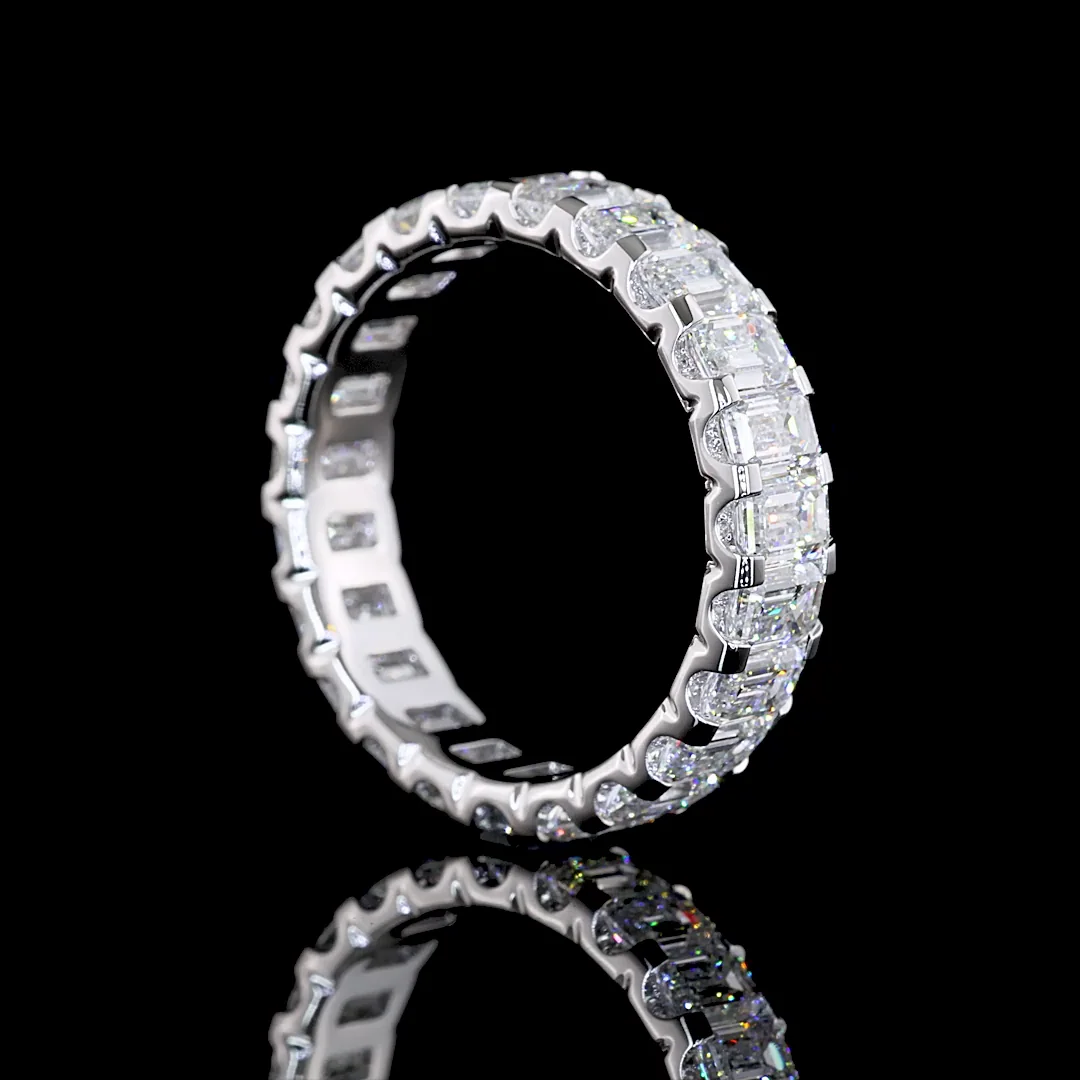 3.51 Cts 14k White Gold Emerald Shape Eternity Band Eternity Band - Image 2