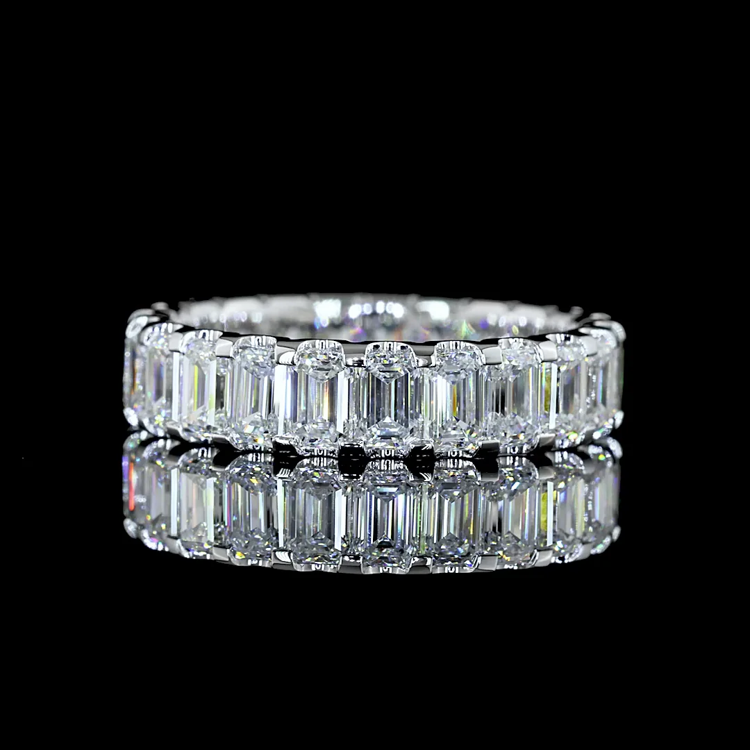 3.51 Cts 14k White Gold Emerald Shape Eternity Band Eternity Band - Video