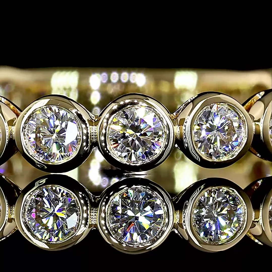 0.72 Cts 14k Yellow Gold Round Shape 3/4 Band Eternity Band - Image 3