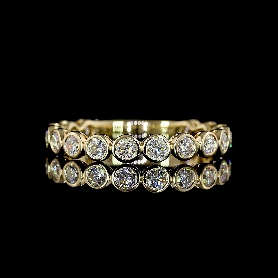 0.72 Cts 14k Yellow Gold Round Shape 3/4 Band Eternity Band - Video