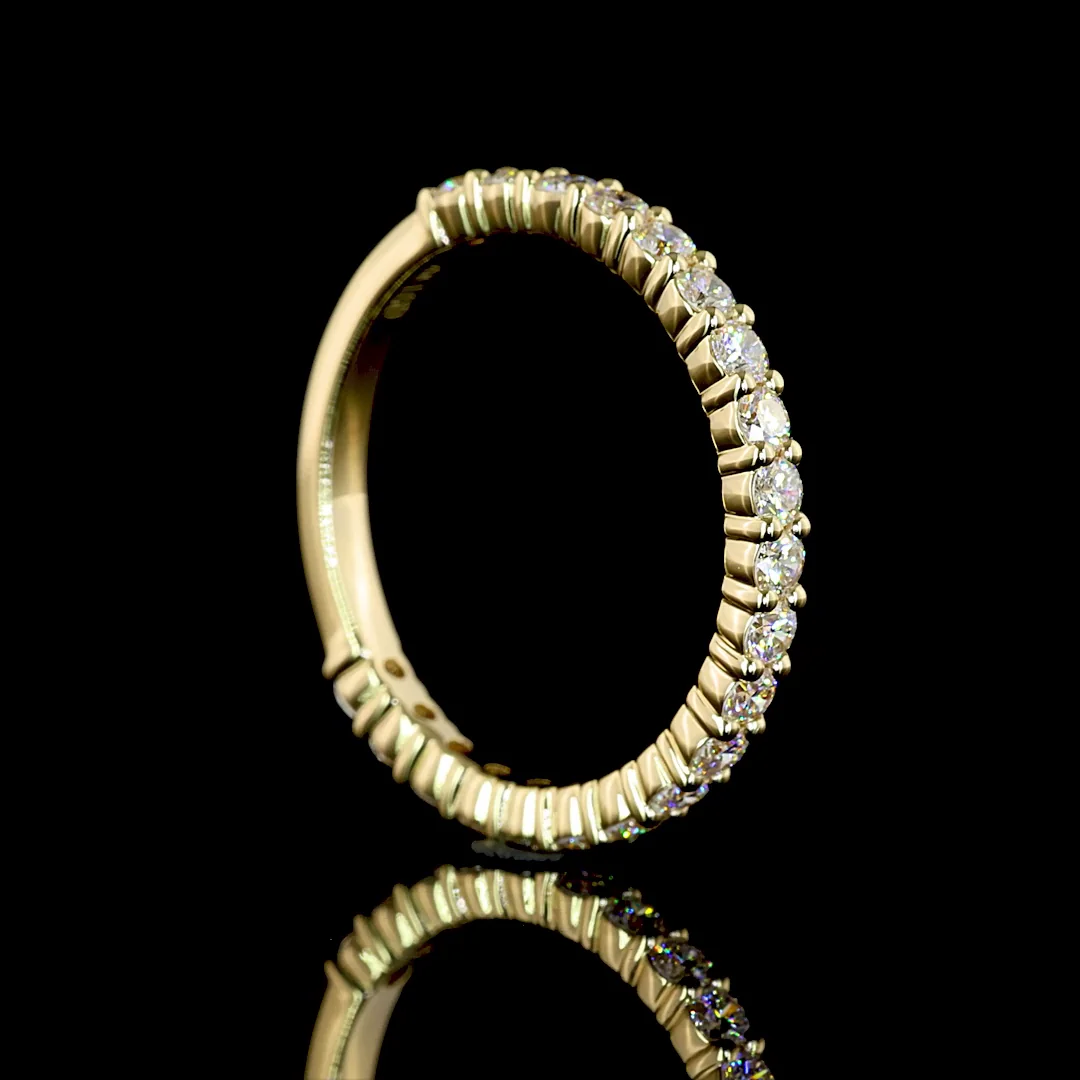0.82 Cts 14k Yellow Gold Round Shape 3/4 Band Eternity Band - Image 2