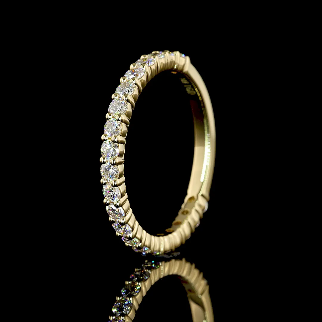 0.82 Cts 14k Yellow Gold Round Shape 3/4 Band Eternity Band - Image 4