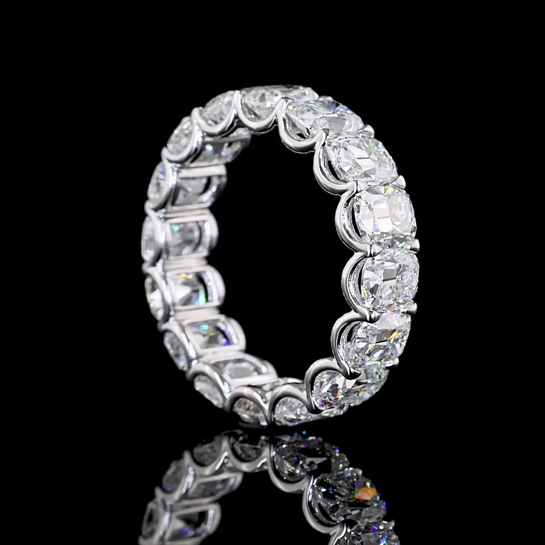 6.31 Cts 14k White Gold Antique Cushion Shape Eternity Band Eternity Band - Image 2