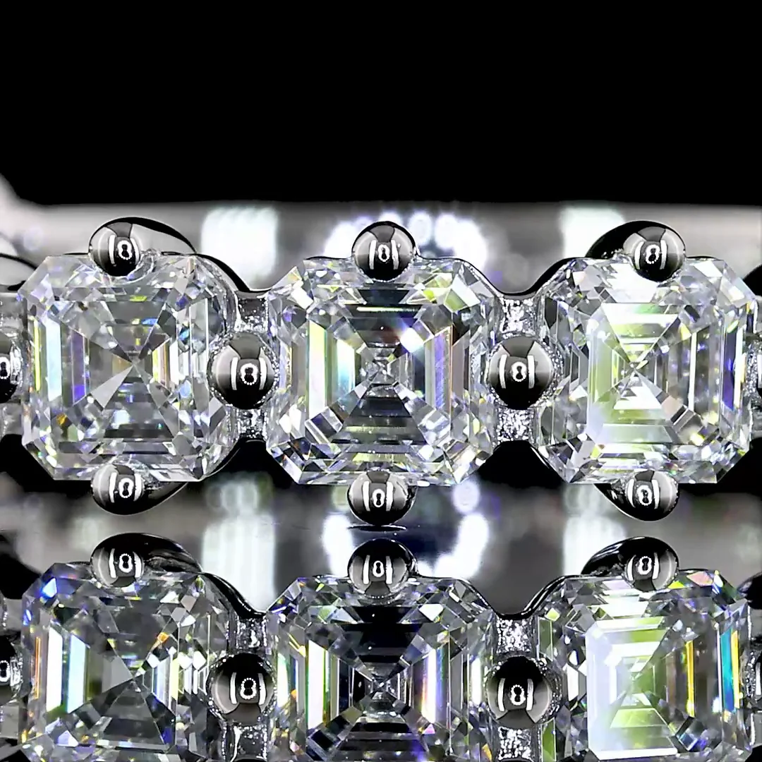 2.03 Cts Platinum Asscher Shape 3/4 Band Eternity Band - Image 3