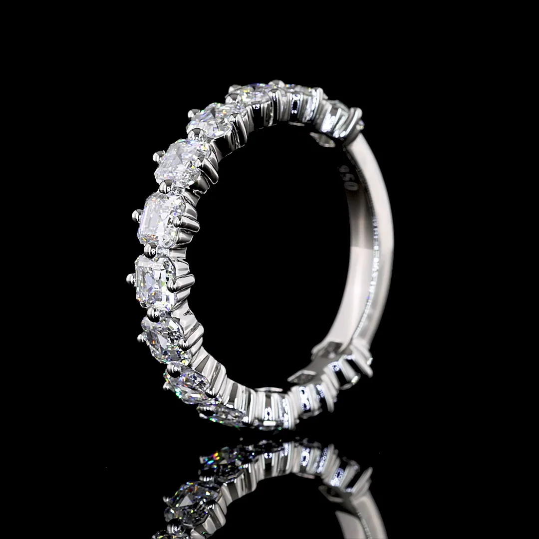 2.03 Cts Platinum Asscher Shape 3/4 Band Eternity Band - Image 4