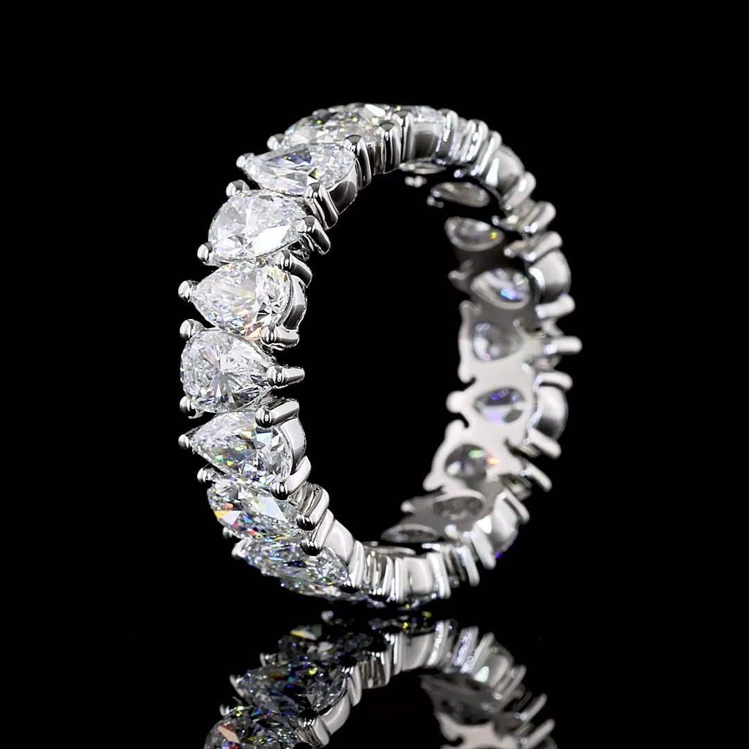4.56 Cts Platinum Pear Shape Eternity Band Eternity Band - Image 4