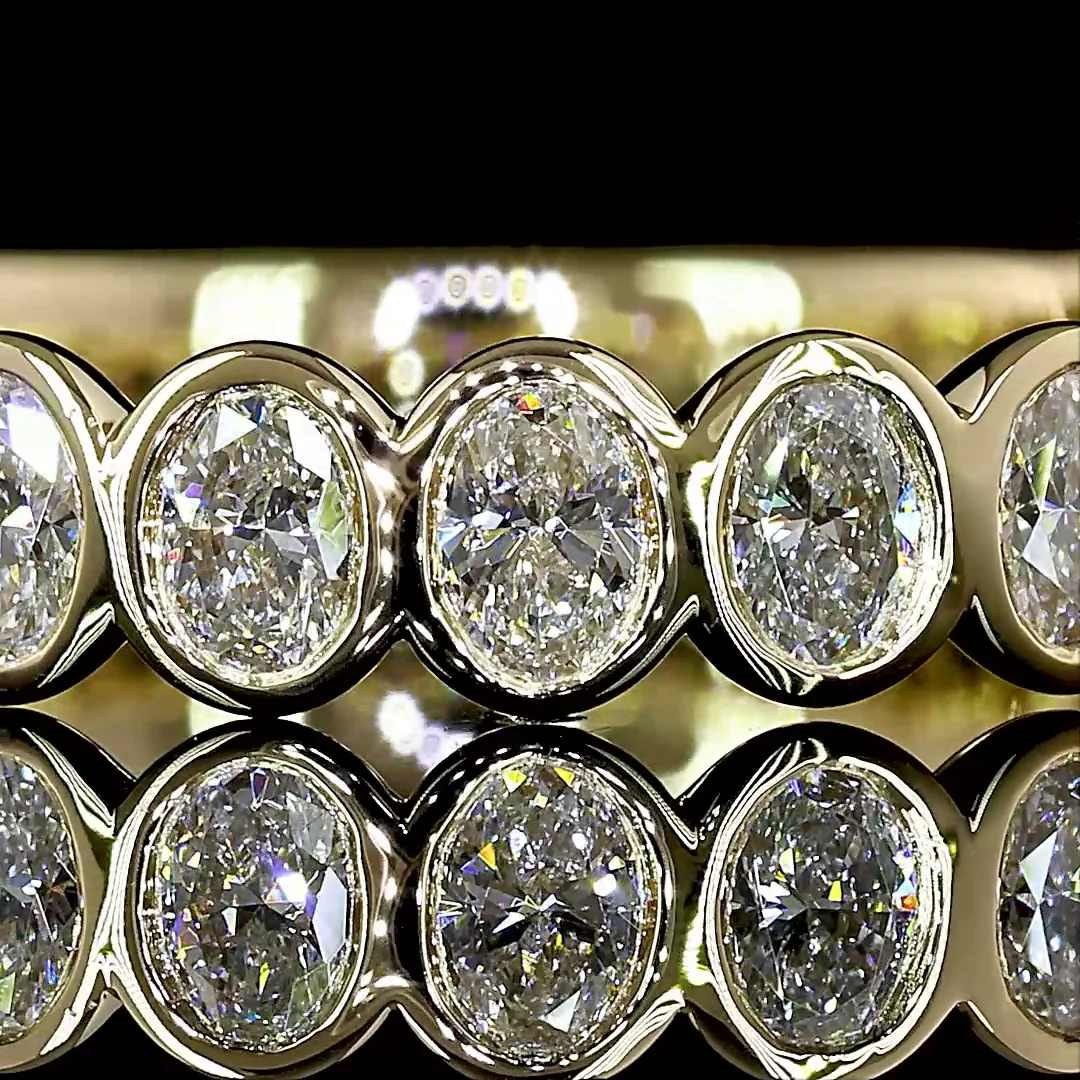 0.89 Cts 14k Yellow Gold Oval Shape 3/4 Band Eternity Band - Image 3