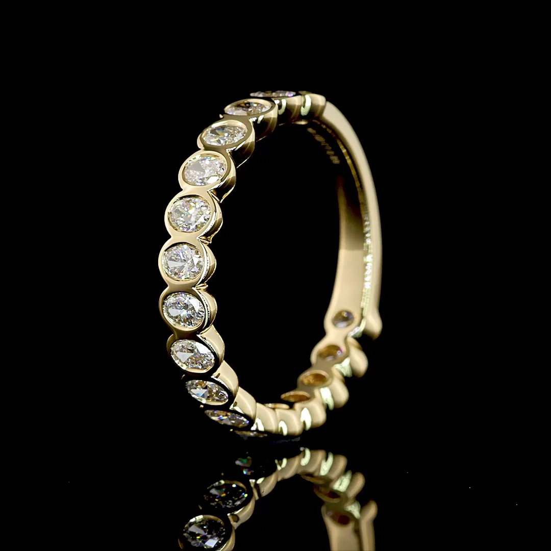 0.89 Cts 14k Yellow Gold Oval Shape 3/4 Band Eternity Band - Image 4