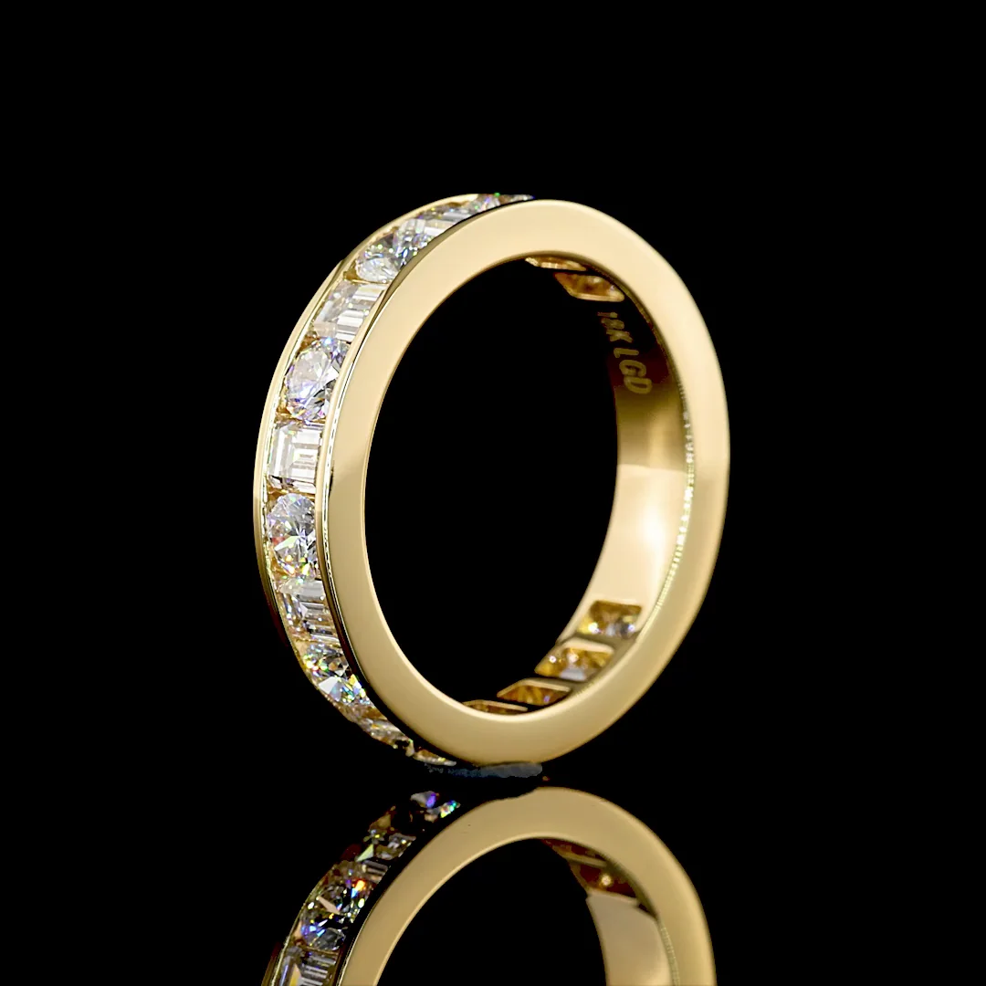 1.86 Cts 18k Yellow Gold Mix Shape 3/4 Band Eternity Band - Image 4