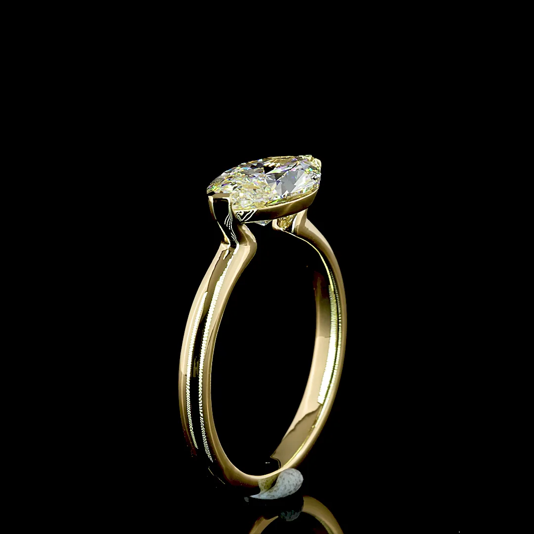 2.01 Cts 14k Yellow Gold Marquise Shape Solitaire Ring - Image 4