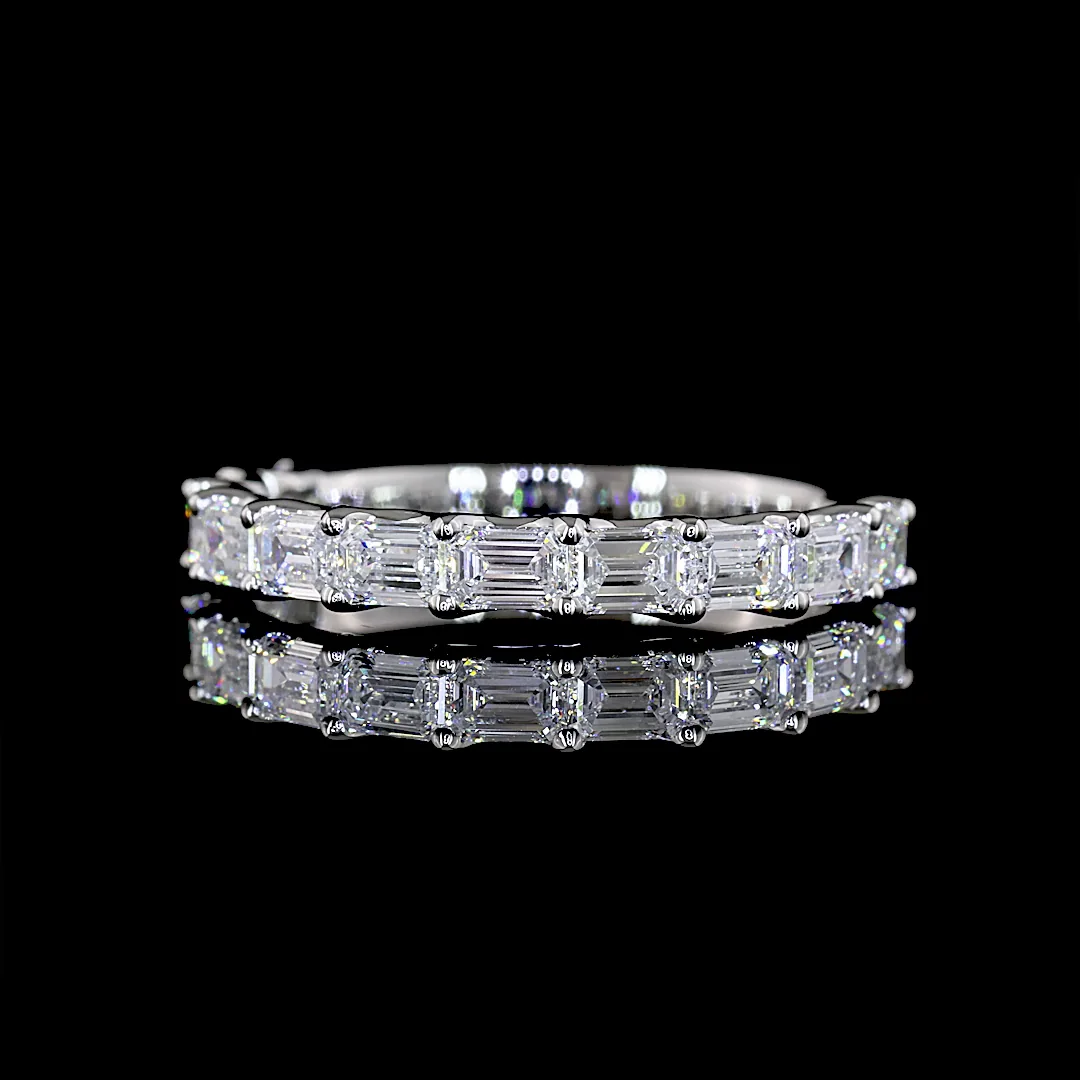 1.13 Cts Platinum Emerald Shape Half Eternity Eternity Band - Video