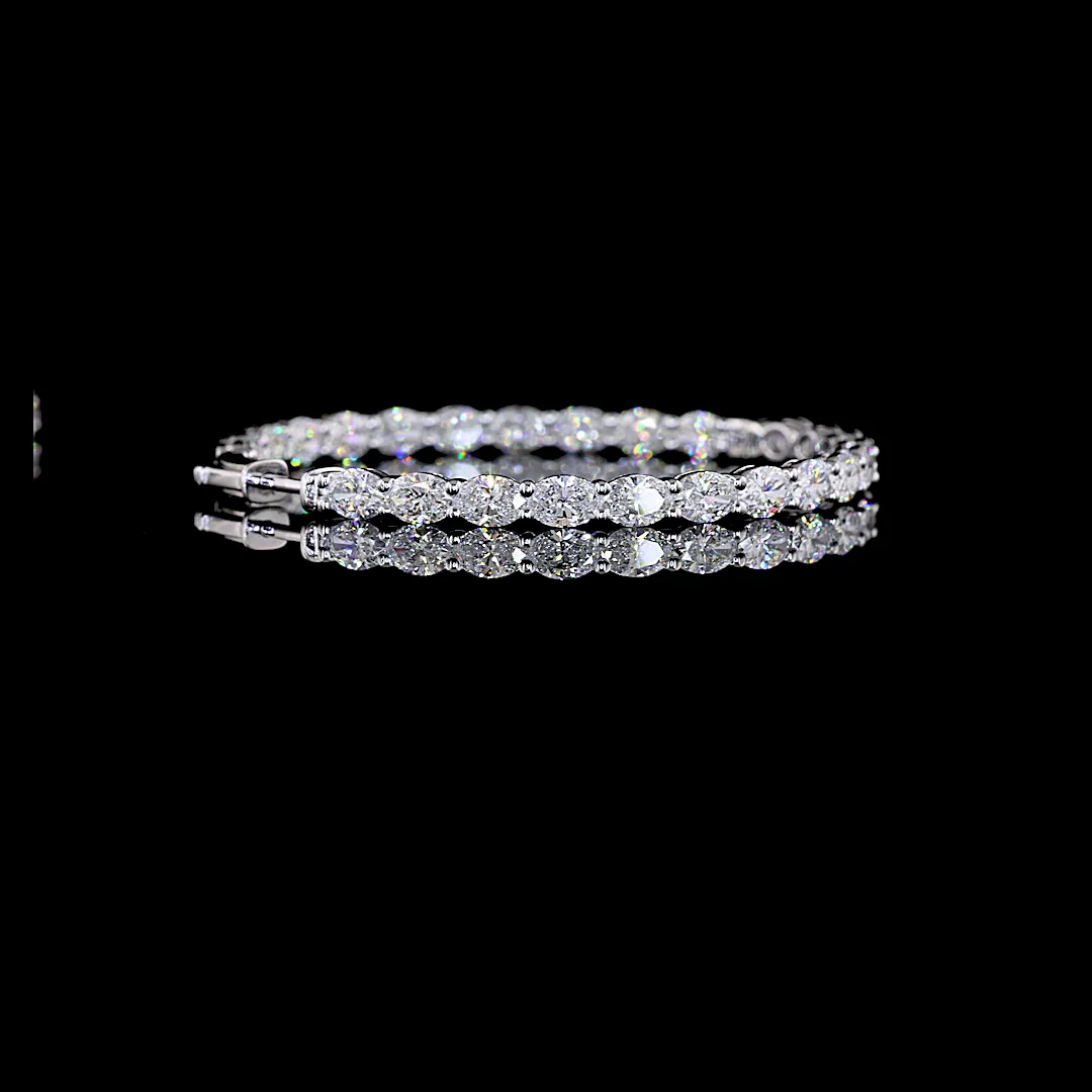 8.79 Cts 14k White Gold Oval Shape Hoops Earring - Image 2