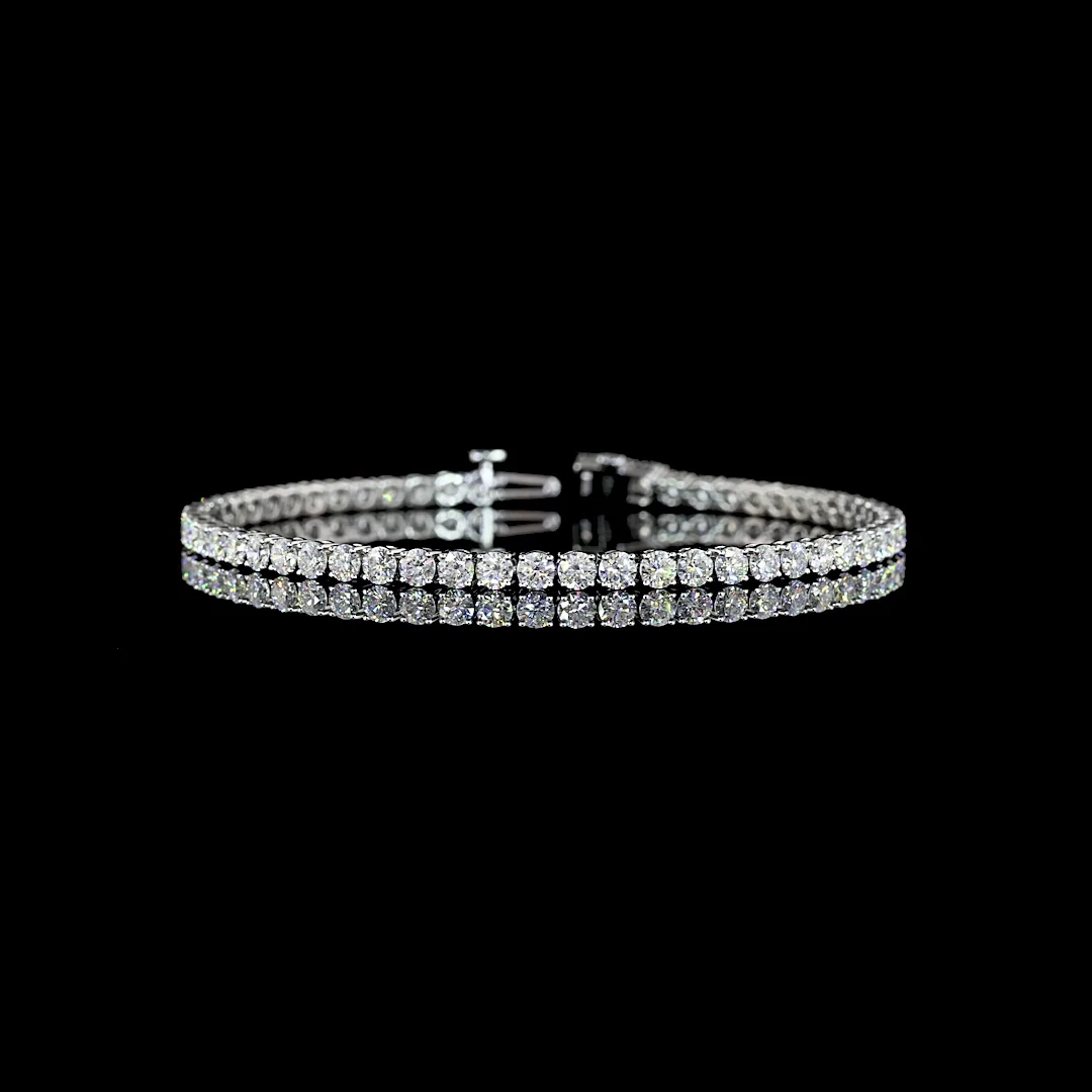 5.26 Cts 14k White Gold - Platinum Round Shape Tennis Bracelet - Video