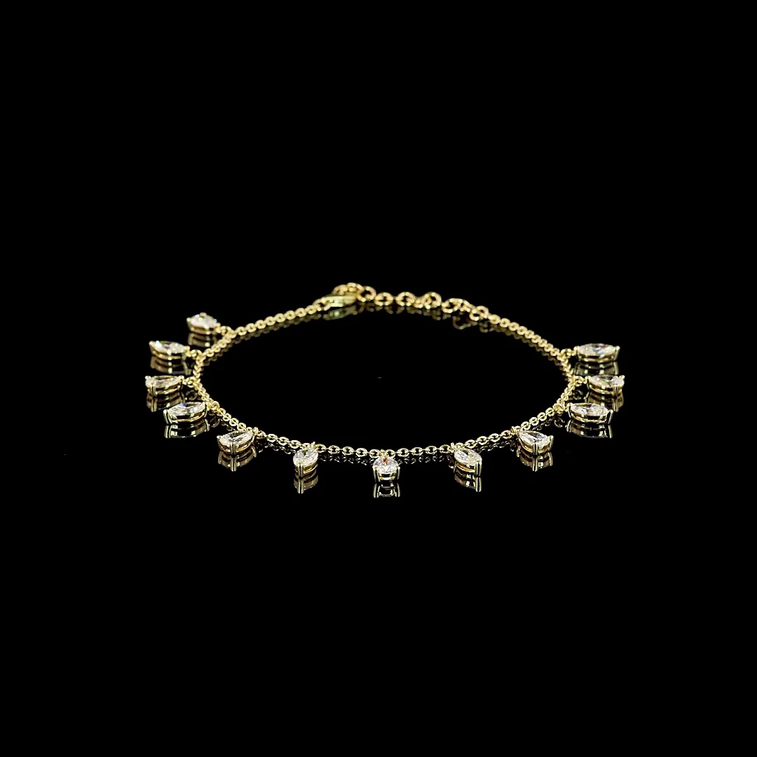 5.02 Cts 14k Yellow Gold Mix Shape Station Bracelet - Video