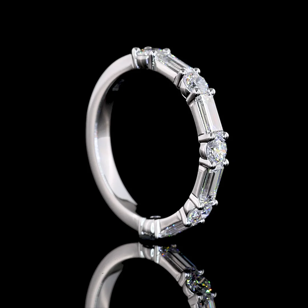 0.84 Cts 14k White Gold Mix Shape Half Eternity Eternity Band - Image 2