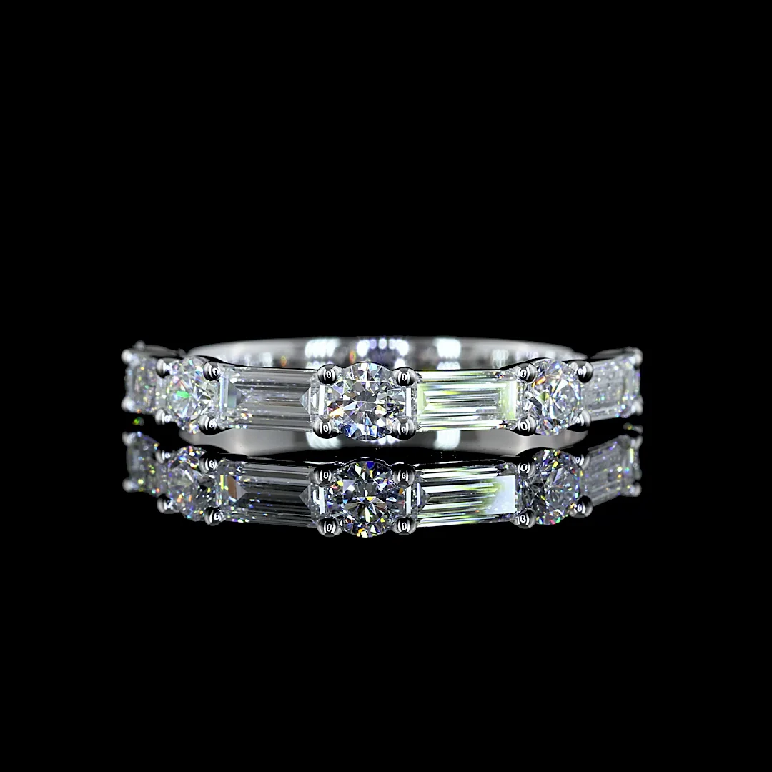 0.84 Cts 14k White Gold Mix Shape Half Eternity Eternity Band - Video