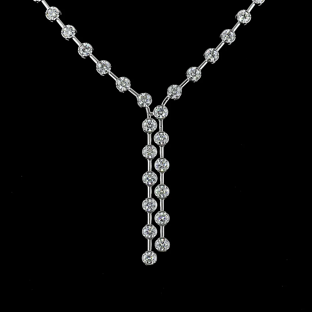 8.68 Cts 14k White Gold Round Shape Lariat Necklace - Image 3