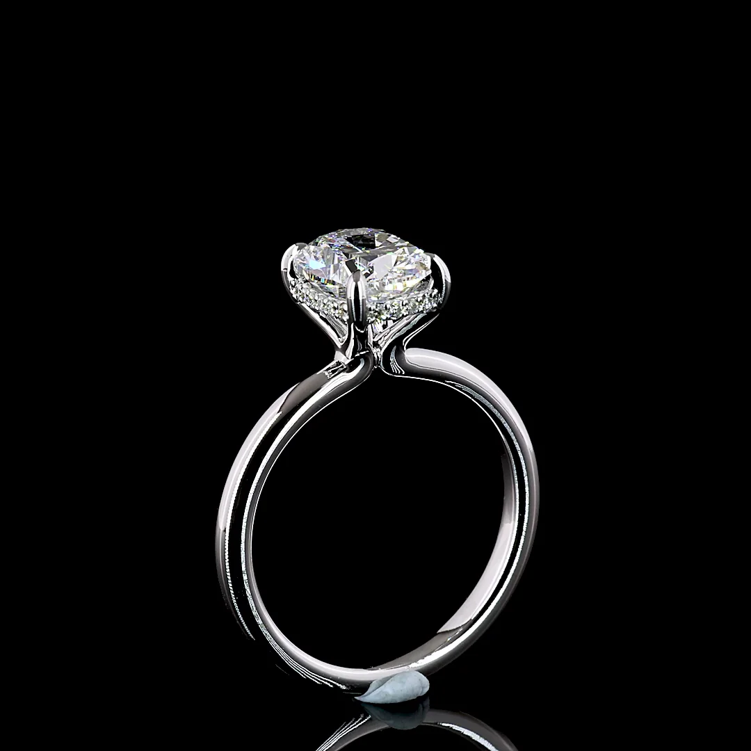 2.12 Cts 14k White Gold Cushion Brilliant Shape Hidden Halo Ring - Image 4